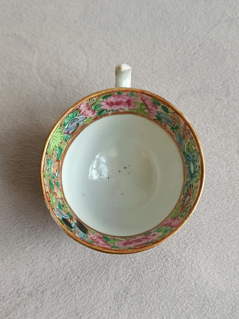 古玩陶瓷廣彩描金人物故事紋手把杯拍賣,當前價格780元