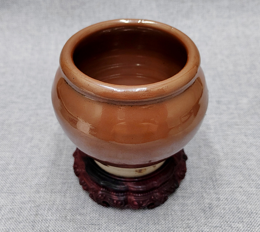 古玩陶瓷漂亮的明清紫金釉茶入拍賣,當前價格880元