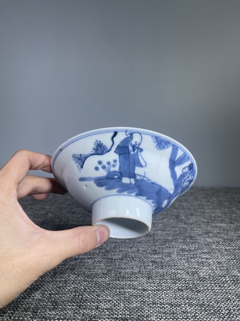 古玩陶瓷清晚期.青花三星高照圖高足碗拍賣,當前價格0元