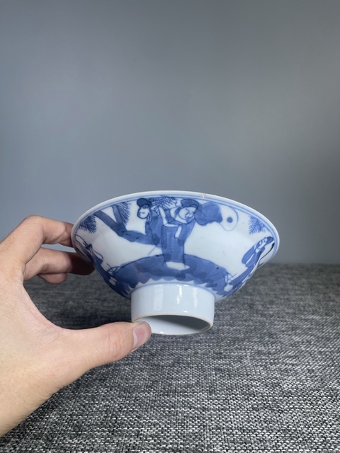 古玩陶瓷清晚期.青花三星高照圖高足碗拍賣,當前價格0元