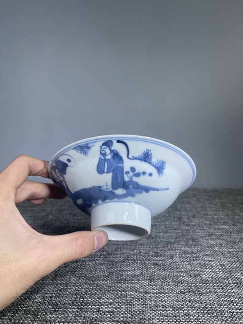古玩陶瓷清晚期.青花三星高照圖高足碗拍賣,當前價格0元