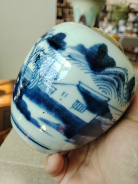古玩陶瓷（全品）清三代乾隆青花山水人物罐拍賣，當(dāng)前價(jià)格2000元