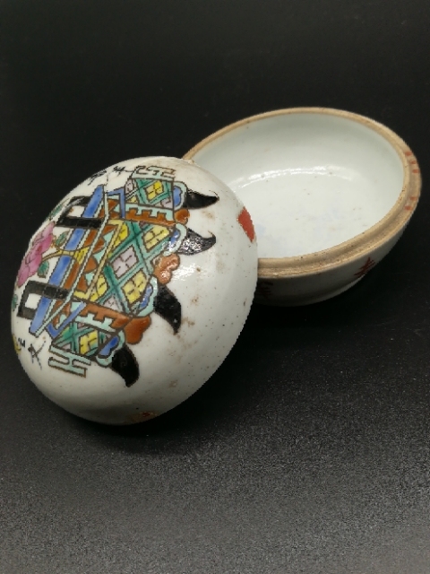 古玩陶瓷晚清·粉彩博古紋蓋盒真品鑒賞圖