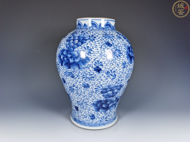 古玩陶瓷清康熙  牡丹花卉紋青花將軍罐拍賣，當前價格18000元