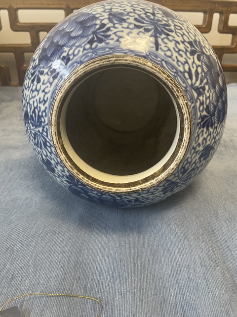古玩陶瓷清康熙  牡丹花卉紋青花將軍罐拍賣，當前價格18000元