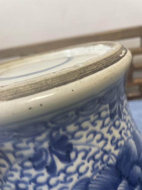 古玩陶瓷清康熙  牡丹花卉紋青花將軍罐拍賣，當前價格18000元