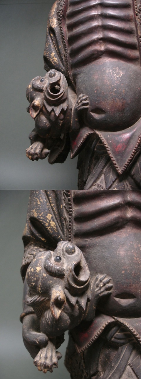 古玩雜項明代·閩工木雕 金漆線雕笑獅羅漢 立像拍賣,當前價格200000元