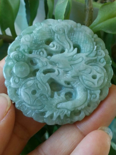 古玩玉器天然翡翠龍紋佩拍賣,當前價格328元