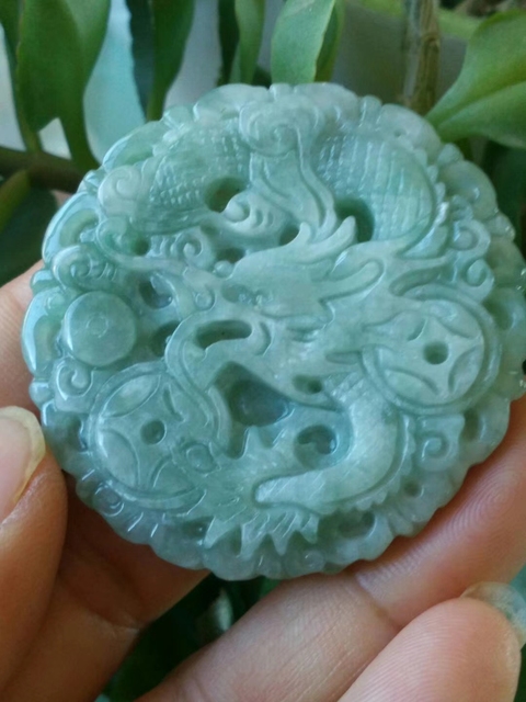 古玩玉器天然翡翠龍紋佩拍賣,當前價格328元