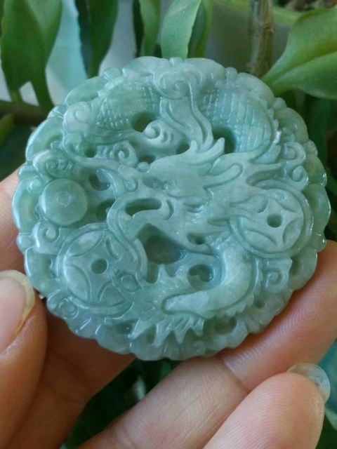 古玩玉器天然翡翠龍紋佩拍賣,當前價格328元