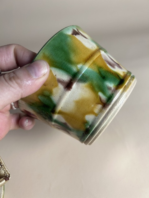 古玩陶瓷素三彩弦紋蓋缸拍賣,當前價格1500元