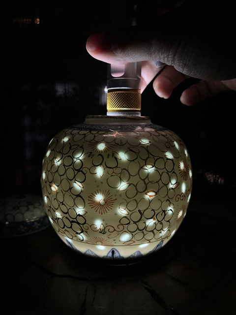 古玩陶瓷青花加彩花卉紋玲瓏罐拍賣,當(dāng)前價(jià)格1200元