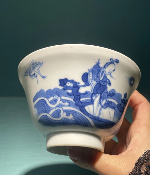 古玩陶瓷清道光青花海屋添籌人物紋青花茶園拍賣,當前價格4555元