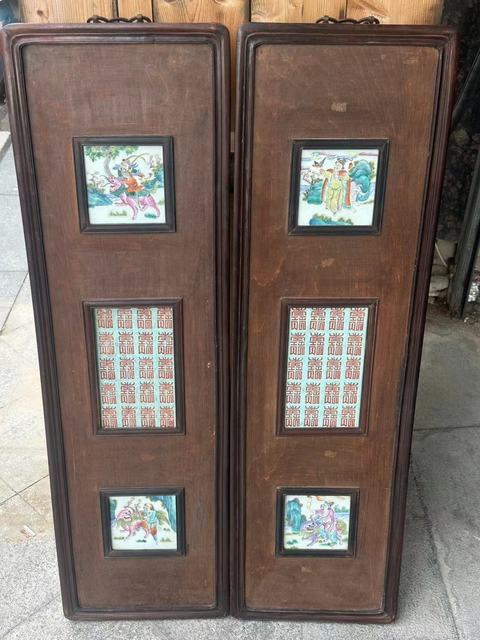 古玩陶瓷嘉慶粉彩蠻人獻寶瓷板掛屏拍賣，當前價格28888元