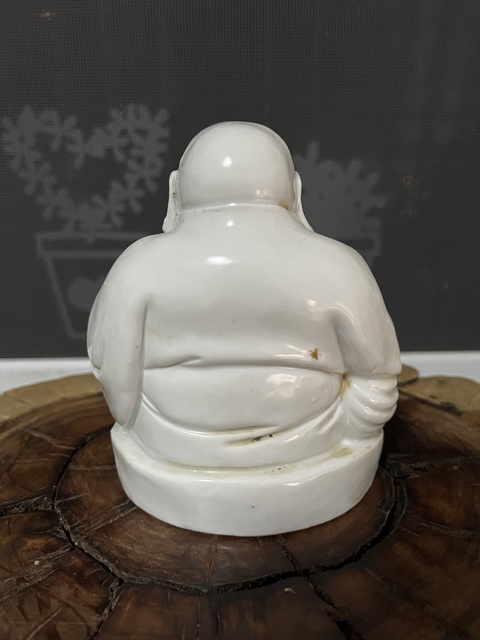 古玩陶瓷白釉布袋和尚像真品鑒賞圖