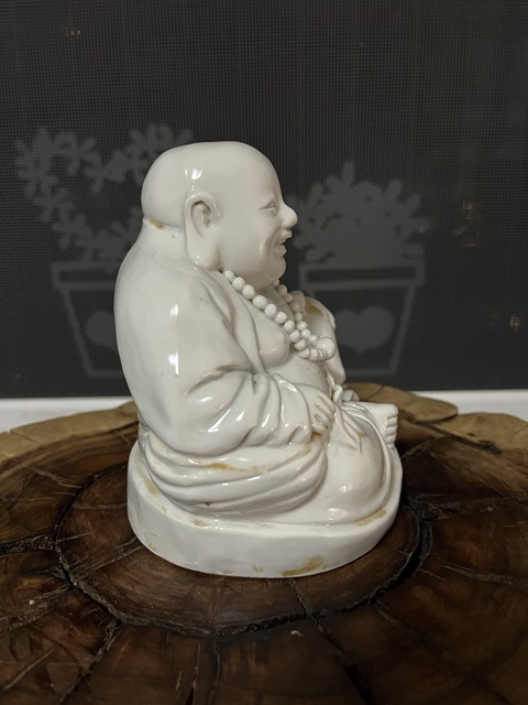古玩陶瓷白釉布袋和尚像真品鑒賞圖
