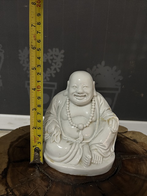 古玩陶瓷白釉布袋和尚像真品鑒賞圖