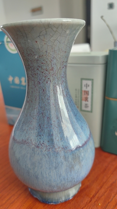 古玩陶瓷鈞紅窯變釉撇口瓶拍賣，當前價格12000元