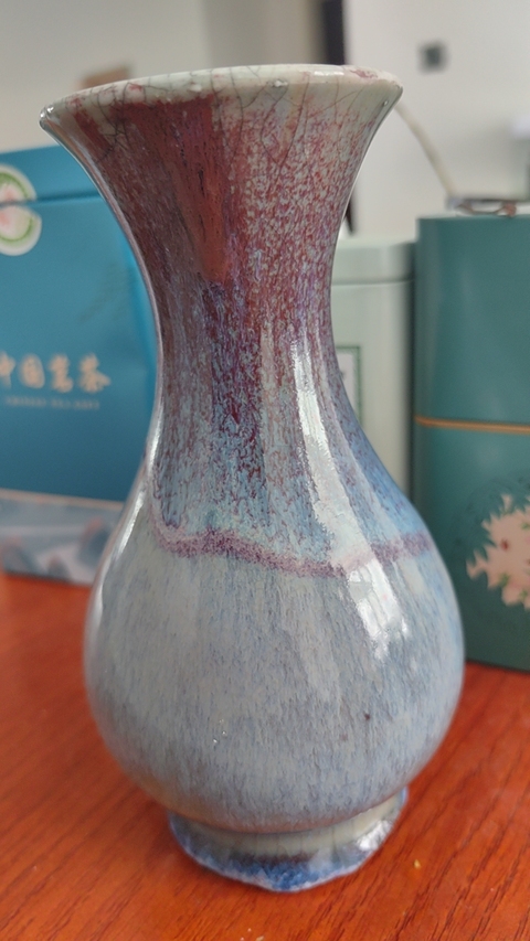 古玩陶瓷鈞紅窯變釉撇口瓶拍賣，當前價格12000元