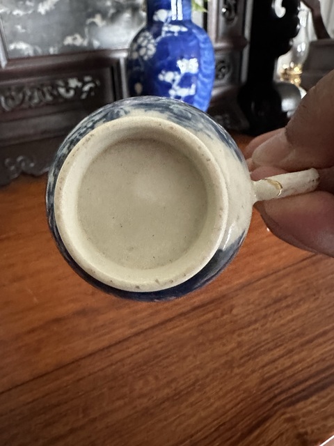 古玩陶瓷青花亭臺樓閣山水紋手把杯拍賣,當前價格1280元