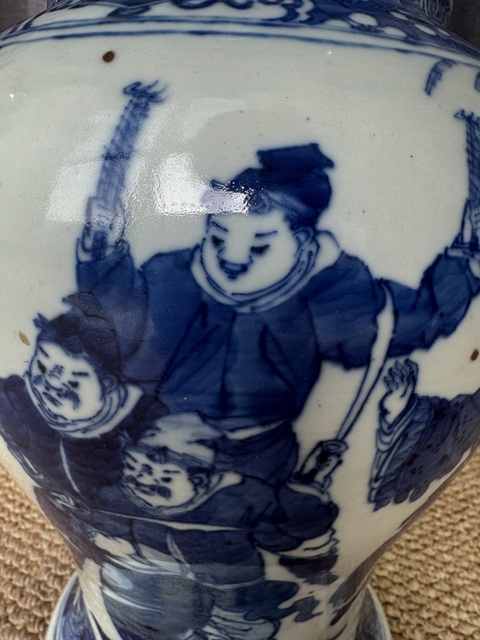 古玩陶瓷青花人物故事紋花觚真品鑒賞圖