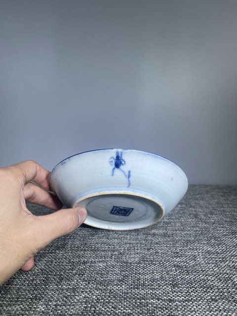 古玩陶瓷清中期.青花靈芝花卉紋盤拍賣,當前價格0元