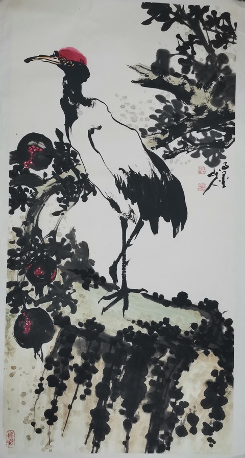 古玩字畫豫人堂書畫院院長雨墨山人朱振河仙鶴圖拍賣,當前價格499元