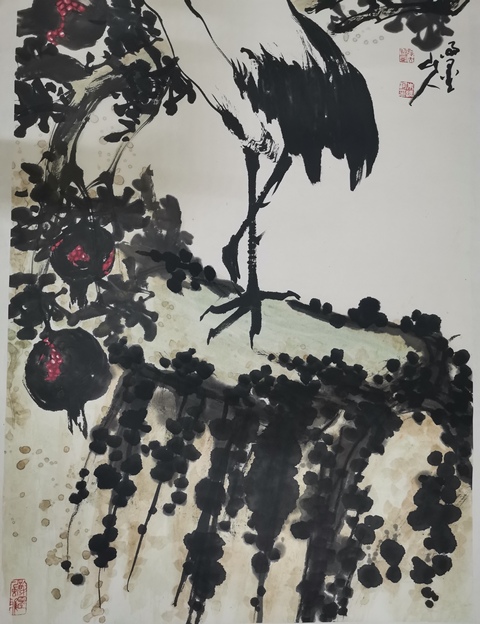 古玩字畫豫人堂書畫院院長雨墨山人朱振河仙鶴圖拍賣,當前價格499元