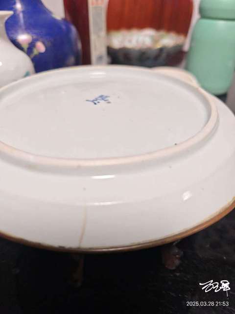古玩陶瓷晚清青花山水人物盤拍賣，當前價格388元