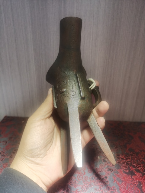 古玩銅器爵杯拍賣，當(dāng)前價格12000元