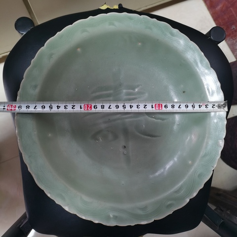 古玩陶瓷明代壽字紋青釉盤拍賣,當前價格1300元