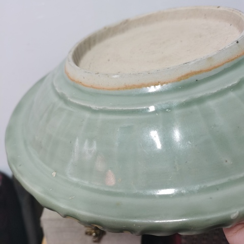 古玩陶瓷明代壽字紋青釉盤拍賣,當前價格1300元