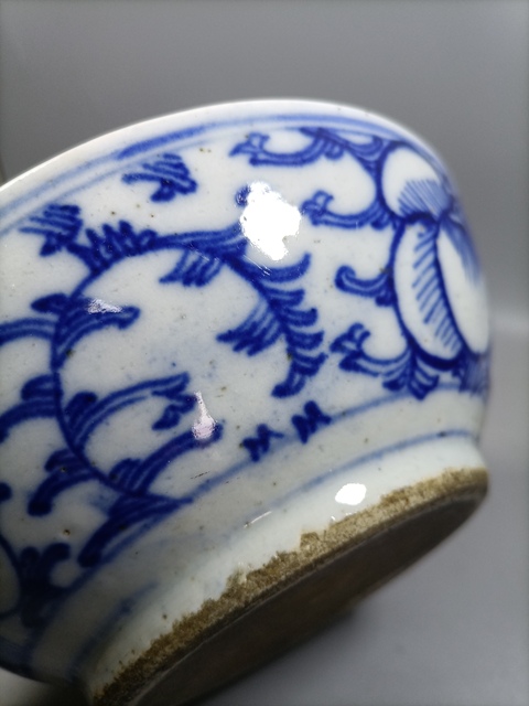 古玩陶瓷清青花纏枝蓮紋藥碾拍賣，當(dāng)前價(jià)格1200元