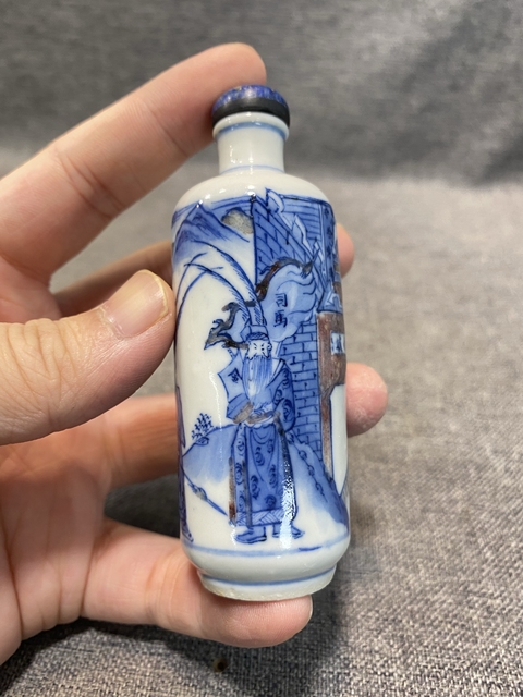 鼻煙壼 青花釉裏紅 清時代 康熙年製 唐物
