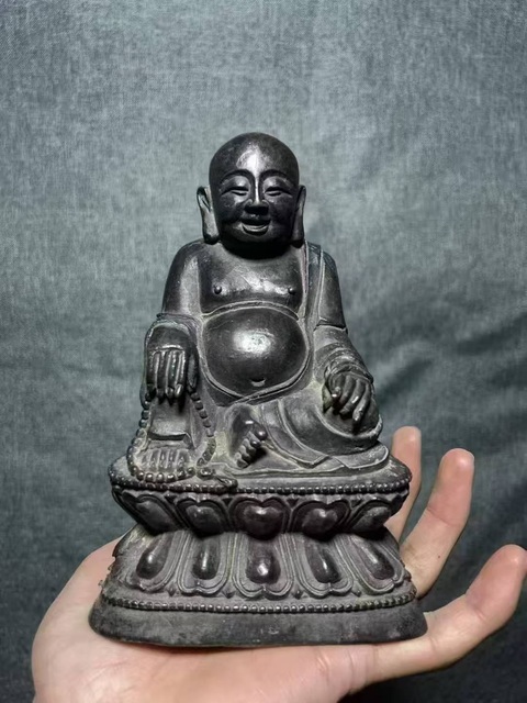 古玩銅器銅彌勒佛造像拍賣，當(dāng)前價(jià)格15000元