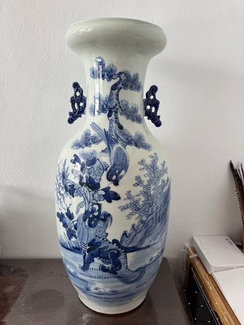 古玩陶瓷青花歡天喜地圖洗口瓶拍賣,當前價格12000元