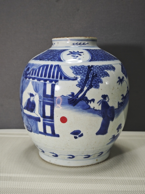 古玩陶瓷兔款五子登科青花罐拍賣，當(dāng)前價格35000元