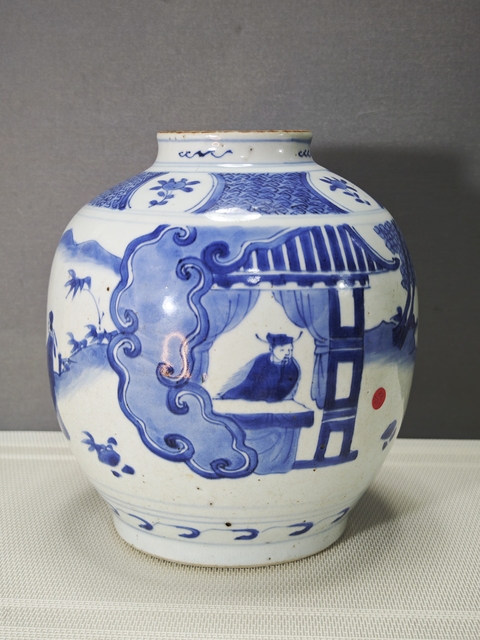 古玩陶瓷兔款五子登科青花罐拍賣，當(dāng)前價格35000元