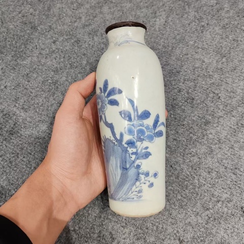 古玩陶瓷青花筒瓶真品鑒賞圖