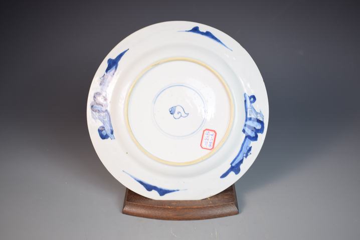 古玩陶瓷康熙青花狩獵盤拍賣，當(dāng)前價(jià)格5000元