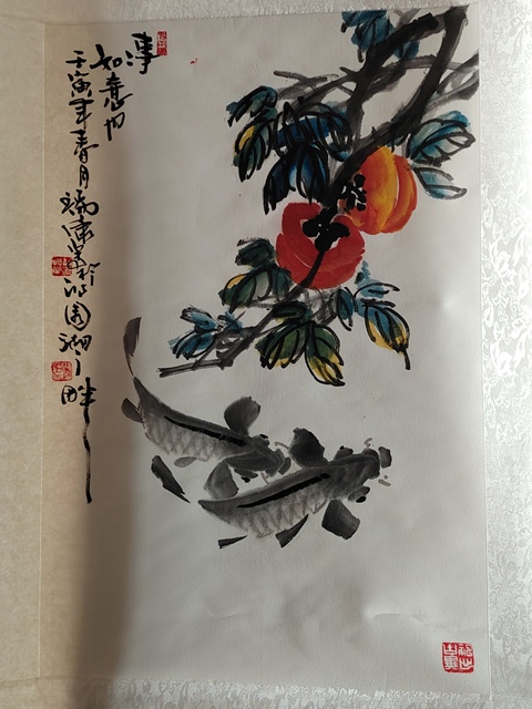 古玩字畫地方作家張瑞康《柿事如意》拍賣，當(dāng)前價(jià)格598元