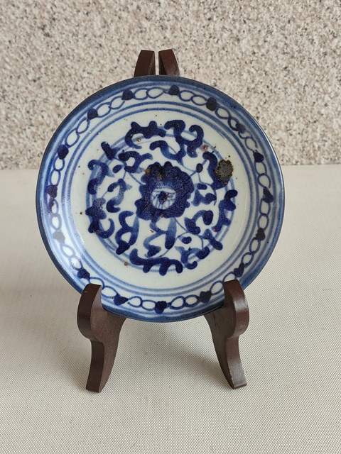 古玩陶瓷青花纏枝花卉紋盤拍賣,當前價格260元