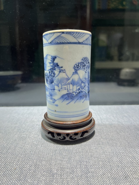 古玩陶瓷青花山水紋筆筒拍賣，當前價格1316元