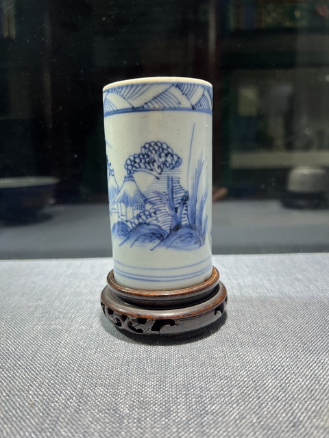 古玩陶瓷青花山水紋筆筒拍賣，當前價格1316元