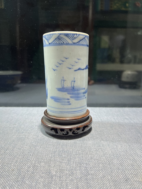 古玩陶瓷青花山水紋筆筒拍賣，當前價格1316元