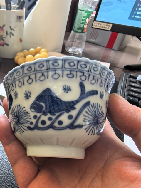 古玩陶瓷青花魚藻紋杯碟拍賣,當前價格2380元