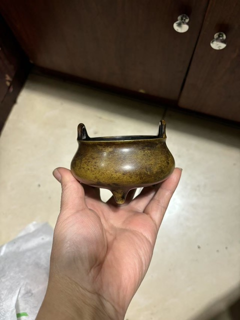 古玩銅器清·銅沖耳香爐真品鑒賞圖