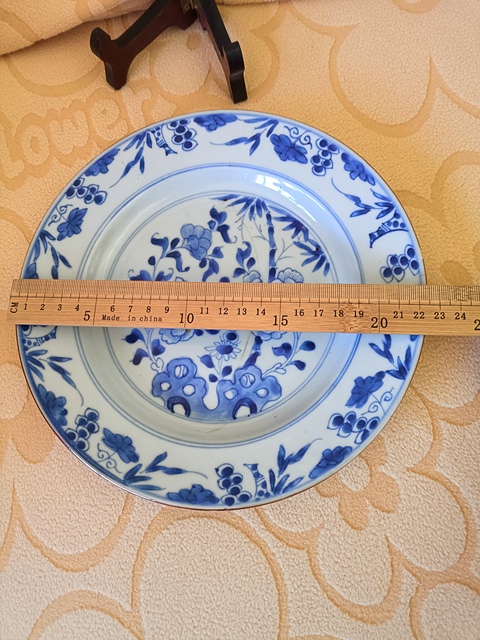 古玩陶瓷花卉紋青花盤拍賣,當(dāng)前價(jià)格880元