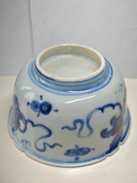古玩陶瓷明空白期青花獅紋碗拍賣，當前價格4567元