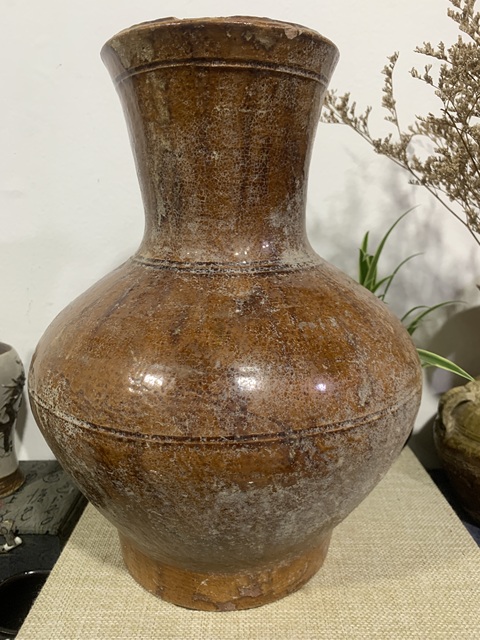 古玩陶瓷黃釉弦紋尊拍賣(mài),當(dāng)前價(jià)格4500元